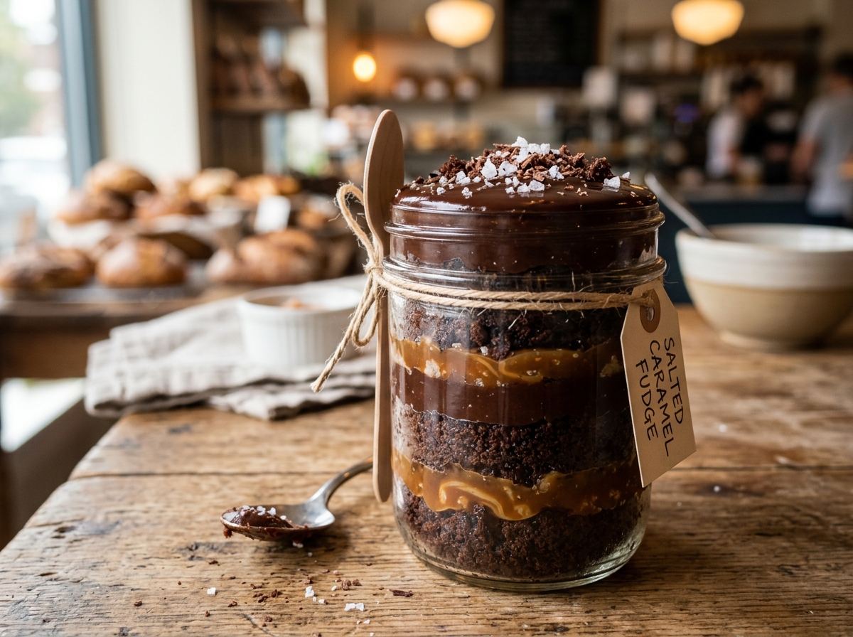 Rich Chocolate Caramel Layered Jar Cake